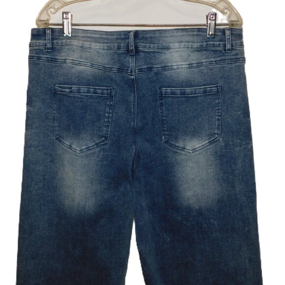 W.A.Y Wonderful And Young Distressed & Embroidered Denim Jeans Size 14 Raw Hem - Picture 7 of 10